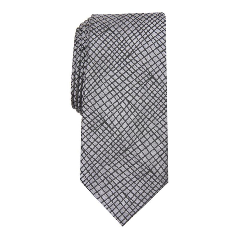 ALFANI Mens Black Geometric Slim Neck Tie